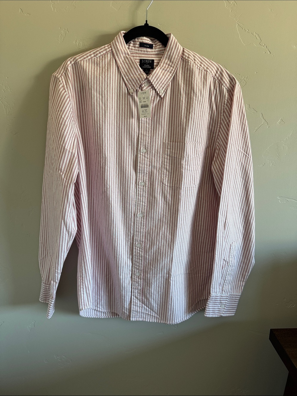 J Crew striped cotton oxford in red/white.